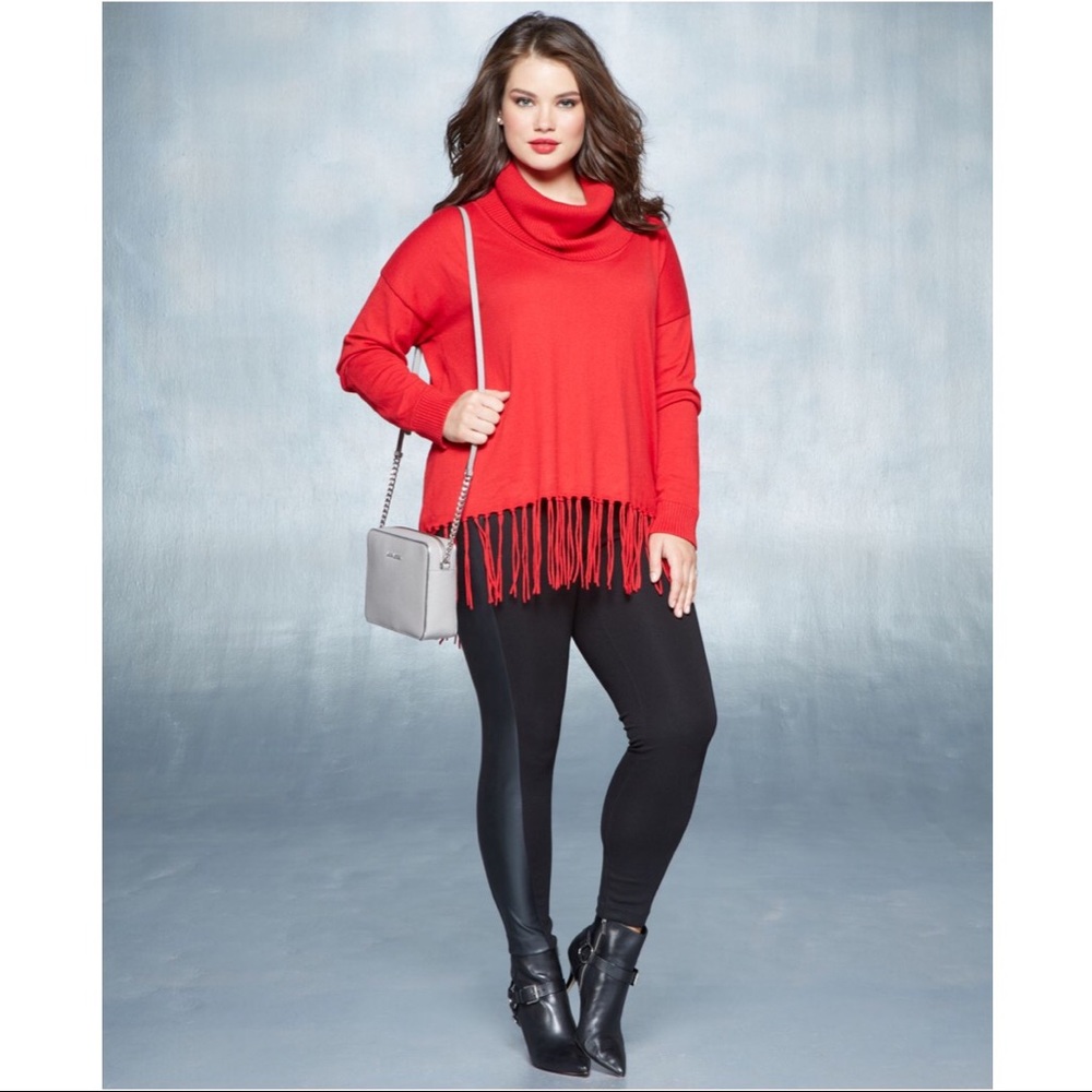 BOGO 50% Michael Kors Red Fringe Cowl Neck Sweater